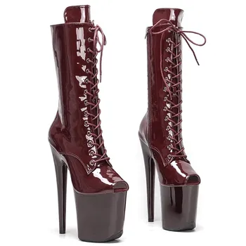LAIJIANJINXIA/ Новые модные туфли для танцев на шесте с искусственным верхом 20 см/8 дюймов, современные женские ботинки на платформе на высоком каблуке 515