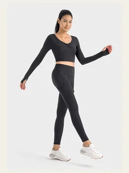 Lulu Заменяет йогу спортом, фитнесом, женскими топами с длинными рукавами, спортивной одеждой для бега на открытом воздухе, повседневными короткими топами с накладками на грудь