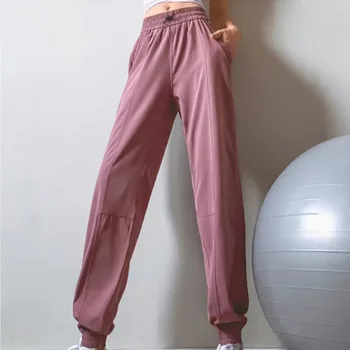 Pantalones deportivos de Fitness para mujer, ropa de calle femenina con banda elástica, cintura/pie, secado rápido, holgados, ci