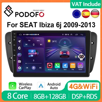 Podofo 4G CarPlay Android автомагнитола для SEAT Ibiza 6j 2009-2013 Мультимедийный плеер стереоприемник Hi Fi GPS Navi 2din головное устройство