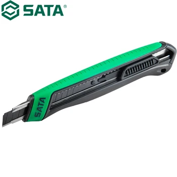 SATA 93481 Резиновая пластиковая ручка кнопочный художественный нож 13 секций 9x80 мм Высококачественные материалы Тонкое мастерство