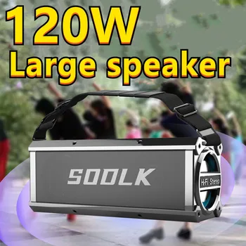 SOOLK 120 Вт высокомощный bluetooth динамик портативный наружный сабвуфер беспроводной TWS стереодинамик с микрофоном AUX caixa de som