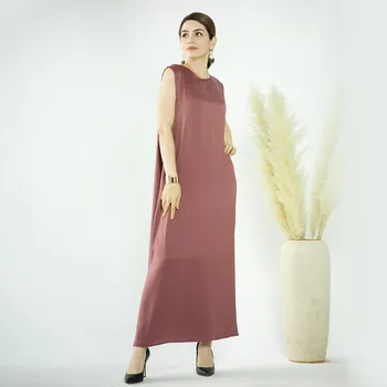 Wepbel Dubai, однотонное базовое платье, Женское Свободное длинное платье без рукавов с круглым вырезом, повседневная модная внутренняя одежда, халат, одежда, платье