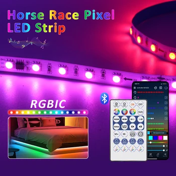 WS2811 RGBIC Horse Race Светодиодная Лента Постоянного Тока 24 В Dream Color 5 М 10 М 20 М 25 М Адресуемый Bluetooth Пульт Дистанционного Управления RGB IC Лента Лампа