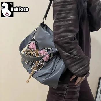 Y2K Girl Harajuku Женские готические Панк-бабочки на одно плечо в стиле Лолиты оригинального дизайна в стиле ретро, сумки через плечо большой емкости, сумка-тоут