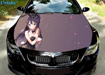 Автомобильные Коврики Mai Sakurajima Peeker, Наклейка с изображением льва на капоте автомобиля, виниловая наклейка на капот, полноцветная графическая наклейка, ИЗГОТОВЛЕННАЯ на ЗАКАЗ