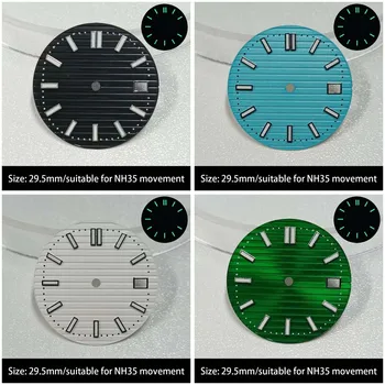аксессуар для часов Nautilus со стерильным циферблатом 29,5 мм, зеленый светящийся аксессуар для часов, подходит к механизму NH35, поддерживает индивидуальный логотип
