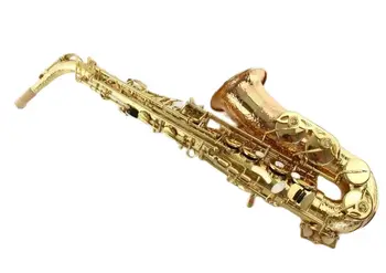 Альт-саксофон MARGEWATE Eb Tune, покрытый фосфором, Медь, Золотой Лак, Ми-бемоль, Альт-саксофон, Музыкальный инструмент с футляром