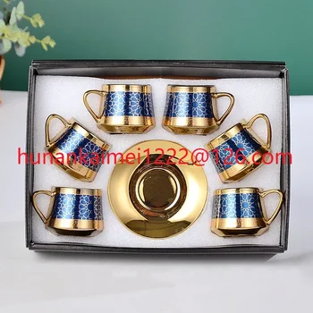 Арабские золотые кофейные чашки expresso и набор посуды фарфоровая чайная чашка-блюдце в подарочной коробке