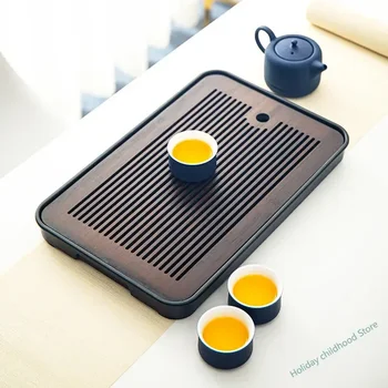 Бамбуковый чайный поднос для хранения японской прямоугольной посуды в гостиной