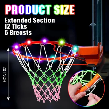 Баскетбольное кольцо, набор светодиодных ламп 16 цветов, 4 режима, баскетбольная сетка, баскетбольный обод, светодиодная подсветка, Светящаяся наружная сетка для колец, Дистанционное УПРАВЛЕНИЕ