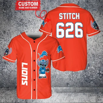 Бейсбольная футболка Disney Stitch с красной униформой клуба 