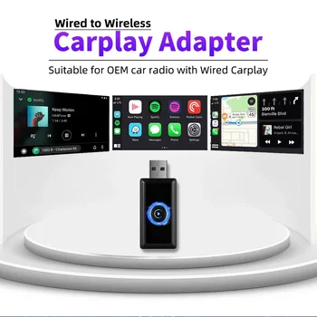 Беспроводной адаптер Carplay Smart AI Box LED Car OEM Wired Carplay to Wireless Car Play Mini Body USB Dongle Подключи и Играй Spotify