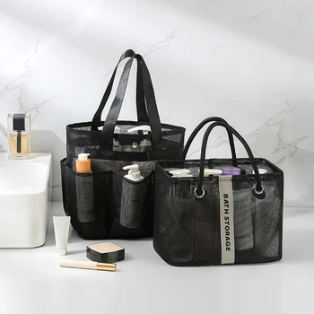 Большая/Маленькая женская сумка для туалетных принадлежностей Большой емкости, черные сетчатые сумки для макияжа, органайзер для мужчин, переносная сумка для путешествий