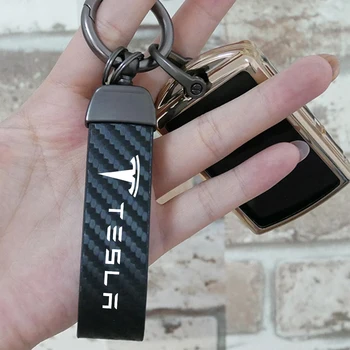 Брелок для автомобиля, металлический брелок из углеродного волокна, пряжка в виде подковы для Tesla Model 3, модель X, модель S, модель Y, брелок с логотипом