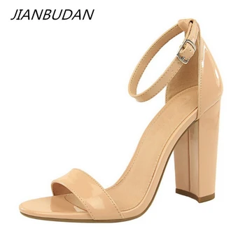 Бренд JIANBUDAN/ дизайнерские женские босоножки на высоком каблуке; Летние модные банкетные туфли-лодочки; босоножки из флока с открытым носком; свадебные туфли;