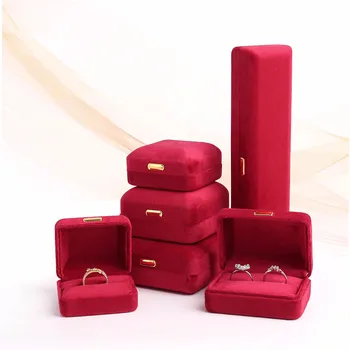 Бутик-красная бархатная Железная шкатулка для драгоценностей, креативная коробка для колец, ожерелье, браслет, предложение, упаковка ювелирных изделий, подарочная коробка оптом
