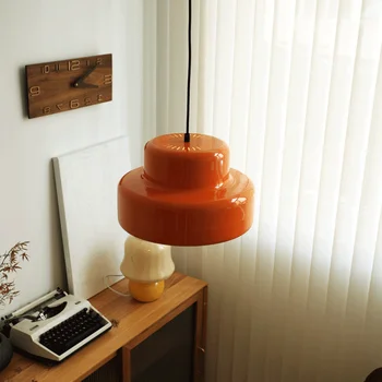 Винтажные оранжевые люстры Bauhaus Средневековый ресторан Светодиодный подвесной светильник Nordic Retro Decor Подвесной светильник для спальни и кабинета Droplight