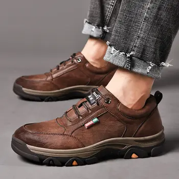 Высококачественная кожаная мужская повседневная обувь, модная удобная нескользящая спортивная обувь, мокасины, дышащие мужские кроссовки для ходьбы в стиле ретро