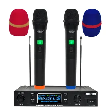 Двухканальный ручной микрофон для караоке LOMEHO LO-V02 VHF, беспроводной микрофон для семейной вечеринки, ручной беспроводной микрофон