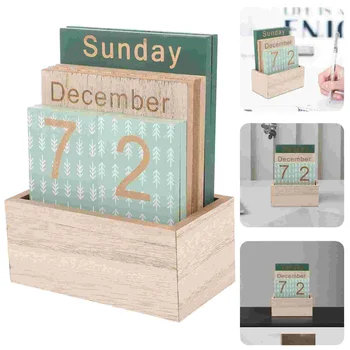 Деревянный календарь с датами, настольный Календарь, деревянный блок для украшения календаря