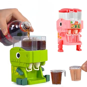 Детская игрушка-динозавр с двойным диспенсером для воды с милой розовой голубой холодной/теплой водой, имитация фонтанчика для питья соков, кухонные игрушки