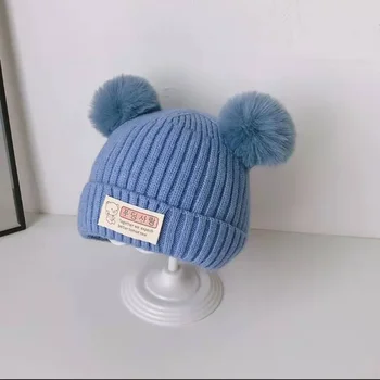 Детская Осенне-зимняя милая Супер Милая шапочка для новорожденных, мужская и женская Шерстяная шапочка для новорожденных, вязаная шапочка для новорожденных