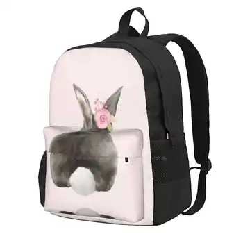 Детский Заячий хвост с цветами, рюкзак для подростков, студентов колледжа, дорожные сумки для ноутбука, милые детские заячьи зайки, Заячий хвост, Заячьи кролики