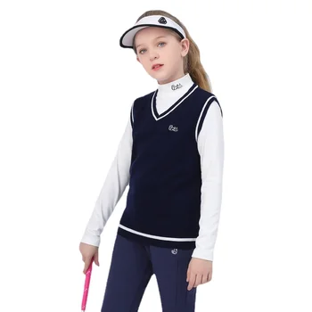 Детский свитер для гольфа PGM Осень-зима, жилет для девочек, удобный и теплый зимний жилет для гольфа из мерсеризованной шерсти YF418