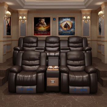 Диван для домашнего кинотеатра, комбинация AV-зала, первоклассный диван, салон, кожаный электрический функциональный диван для частного кинотеатра