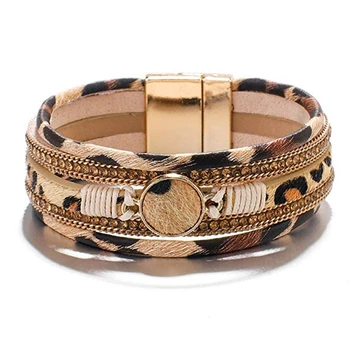 Дизайнерский браслет Y1UE с леопардовым принтом, сверкающая Многослойная пара, подарки на годовщину
