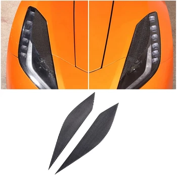 Для Corvette C7 2014-2019 Наклейка для бровей на автомобильную фару из мягкого углеродного волокна, отделка, декоративные Наклейки на фары, аксессуары