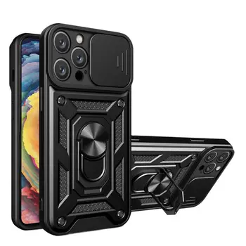Для iphone 15 Pro Max Чехол Противоударный Armor Slide Camera Protect Чехол для телефона для iphone 15 Plus 15ProMax Чехол-держатель с кольцом