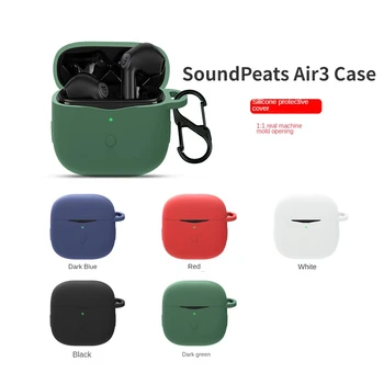 Для SoundPEATS Air3 Защитный чехол Однотонный Силиконовый Мягкий чехол Для SoundPEATS Air3 Противоударный чехол Мягкий чехол с крючком