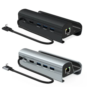 Док-станция USB C для Steam Deck 6 в 1 для док-станции Steam Deck с 4K60Hz Gigabit Ethernet, 3 USB3.0 и PD 60W