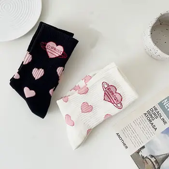 Дышащие Длинные Носки Модные хлопковые Чулки с надписью Love Heart и надписью Lolita Socks JK Girls