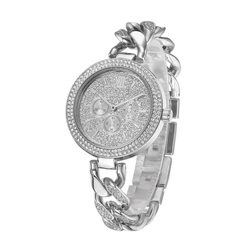 Европейский и американский модный тренд, инкрустированные бриллиантами хип-хоп Кубинские кварцевые часы на цепочке, водонепроницаемые мужские часы с бриллиантами