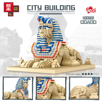 Египетский Сфинкс Микро Строительные блоки Знаменитая архитектура 3D модель Пирамиды Микро Собранные мини кирпичи Игрушки для подарка малышу