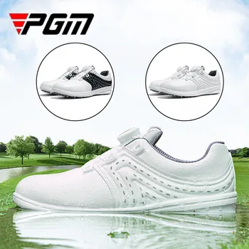 Женская обувь для гольфа с тиснением PGM, женская супер водонепроницаемая обувь для гольфа, нескользящие шипы, спортивные кроссовки на открытом воздухе
