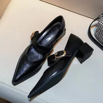 Женские французские тонкие туфли с заостренными носками 2023 Новый английский стиль Sweet Cool Mary Jane Fashion Удобная Роскошная обувь в простом стиле