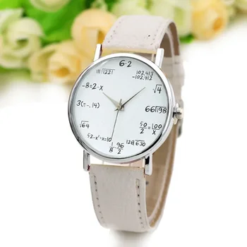 Женские часы с модной математической функцией, кожаный ремешок, Аналоговые кварцевые часы Vogue, наручные часы для женщин