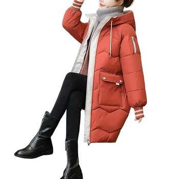 Женское зимнее утолщенное хлопчатобумажное пальто, модное теплое стеганое длинное пальто с капюшоном для холодной погоды, верхняя одежда