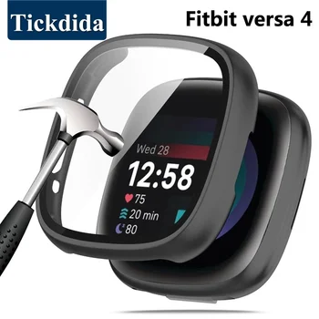 Закаленное стекло + чехол для Fitbit versa 4 3, защитная рамка, бампер для Fitbit Sense 2, чехол