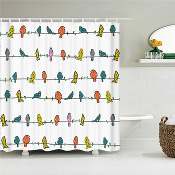 Занавески для душа Cute Birds Toucan 3d с крючками из водонепроницаемой полиэфирной ткани с принтом, занавеска для ванной 180x180 см, ширма для ванны