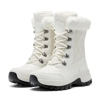Зимние ботинки для улицы, женские зимние ботинки 2023 года, новые теплые хлопчатобумажные ботинки с мехом и кашемиром, утепленные высококачественные женские ботинки