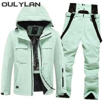 Зимние лыжные костюмы Oulylan, Однотонная Ветрозащитная изоляция, Водонепроницаемая одежда для сноуборда, костюм, Дышащий лыжный комплект, Мужчины, женщины