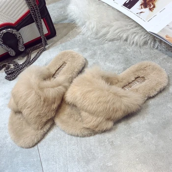Зимняя модная обувь, женские тапочки, зимние теплые пушистые кросс-стайлы