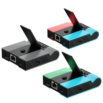 Игровая док-станция для Nintendo Switch USB 2.0 Hub С адаптером, совместимым с Gigabit Ethernet 4K HD A