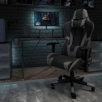 Игровое кресло Furniture X30, гоночное офисное эргономичное компьютерное кресло с откидной спинкой и выдвижной подставкой для ног серого цвета