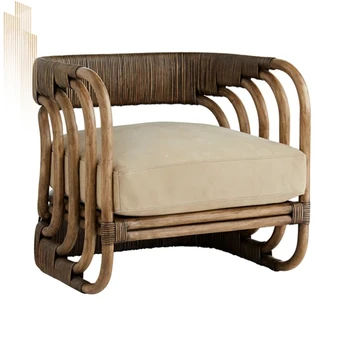 Индивидуальный индонезийский стул для одного человека из натурального ротангового дерева Юго-Восточной Азии, тканевый диван-кресло, rattan art homestay, garde